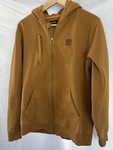 Brixton Camel Brown Hoodie Zip Up Jacket size Medium Leather Logo - Picture 1 of 4