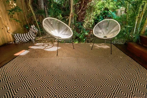 200 x 270cm Diamond Brown/Black Outdoor/Indoor Plastic Rug/Mat Waterproof - Picture 1 of 4