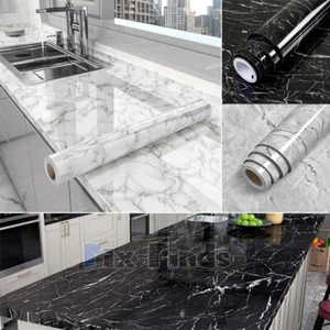 10ft Marble Contact Vinyl Paper Self Adhesive Peel & Stick Wallpaper Countertop - Picture 1 of 42