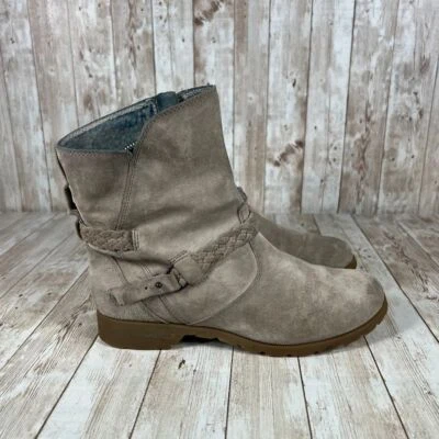 Botas de tornozelo Teva camurça com detalhe trançado casual conforto botas planas tamanho 7.5 - Imagem 1 de 4