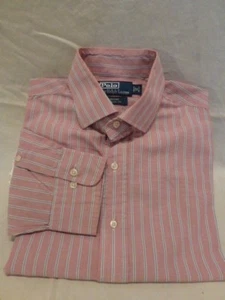 Polo Ralph Lauren Men's Sz 16 REGENT Long Sleeve Purple/White Stripe Dress Shirt - Picture 1 of 6