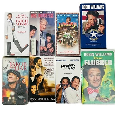 Robin Williams VHS Lot 8 Mrs Doubtfire Patch Adams Jumanji Good Will Hunting - Image 1 of 4