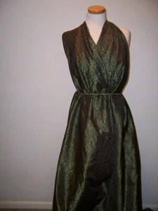 4yds FABULOUS BRONZE OLIVE METALLIC MOIRE DESIGNER ITALIAN SUIT GOWN FABRIC - Picture 1 of 4