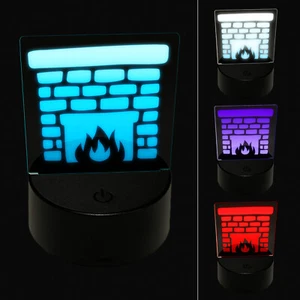 Stone Brick Fireplace 3D Illusion LED Night Light Sign Nightstand Desk Lamp - Picture 1 of 6