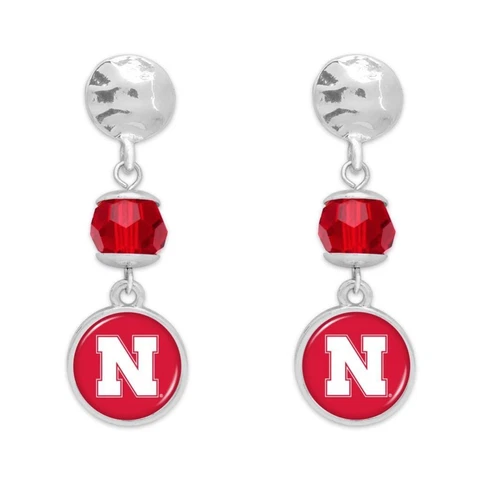 Nebraska Cornhuskers Ivy Crystal Silver Earrings Jewelry Gift NU Cover