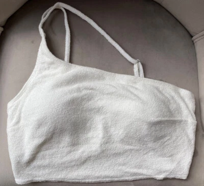 Hollister White Fleece Cropped One-Shoulder Loungelette Lounge Wear BNWT - Large - Image 1 of 4