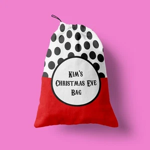 Regalo Cumpleaños Bolsa - Rojo Lunares - Navidad Víspera Personalizado Foto - Imagen 1 de 2