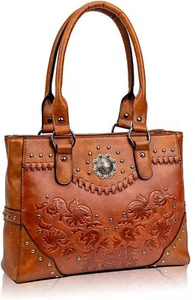 Large Western Tote Bag for Women Vintage Embossed Purse Top Handle Shoulder Bag - Picture 1 of 6