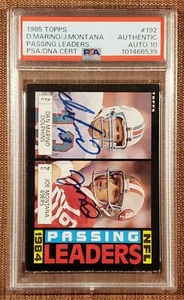 1985 Topps #192 Joe Montana Dan Marino 49ers Football Card PSA/DNA 10 AUTO - Picture 1 of 2
