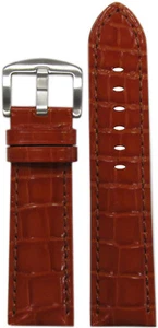 20 mm Panatime Lt Cuero Marrón Semibrillo Banda de Reloj con Estampado de Gator y Punto a Juego - Imagen 1 de 1