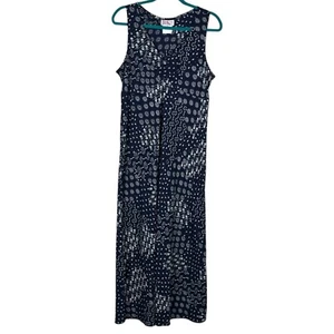 R&K Womens Babydoll Maxi Dress Size 14 Navy Blue Floral Sleeveless Cottagecore - Picture 1 of 5
