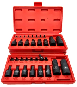 32PC HEX ALLEN MASTER IMPACT SOCKET BIT SET SAE & METRIC CR-MO 1/4",3/8",1/2" - Picture 1 of 4
