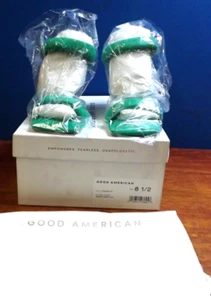 Good American GA354T-X Sz 8.5 Womens Green Terry Slip On Sandals Heels Pumps - Picture 1 of 14