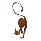 Rusty Metal Cat Feline Silhouette Fence Topper / Post GX, Garden P3 Lot N3J3