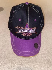 WWE Hat Cap Strap Back Black Purple WrestleMania Wrestler Wrestling WWF Mens - Picture 1 of 3