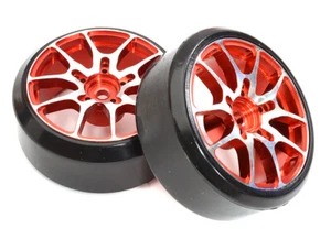 Alloy Machined 10-Spoke Wheel & Tire Set (2) for 1/10 Drift W=26mm Offset 3.5mm - Picture 1 of 1
