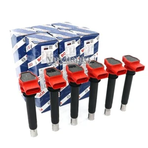BOSCH OEM 6x Ignition Coils Red 0221604800 For Audi VW Porsche - Picture 1 of 5