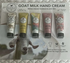 5 Count DIONIS Goat Milk Hand Cream Moisturizer for Dry Hands 1 Oz Each New - Picture 1 of 3
