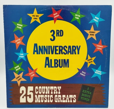 3rd Anniversary Album 25 Country Music Greats 12" Vinyl Record - Tested Foto 1 de 4