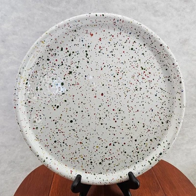Crow Canyon Home Enamelware Rainbow Falls Serving Tray White MultiColor Splatter - Image 1 of 4