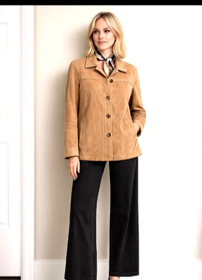 De Colección Brandon Thomas Cuero Gamuza Mujer Abrigo/Blazer Tostado Med Foto 1 de 4