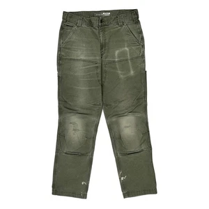 Carhartt Double Knee Carpenter Trousers - 34W 32L Green Cotton - Picture 1 of 11