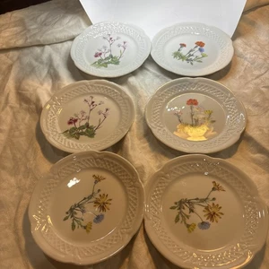 6 Limoges Perry Haute Porcelain Creation L Louriouoc floral bread plates 5.75" - Picture 1 of 6