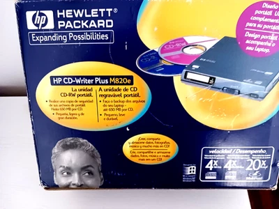 HP CD-Writer Plus M820e External SCSI Drive + Cable -PC Card + Box -Instructions - Image 1 of 4