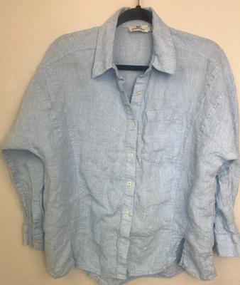 Camisa con botones de lino Vineyard Vines azul claro calce relajado para mujer 4 Foto 1 de 4
