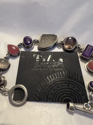 Pulsera TABRA Tesoro Amatista, Drusy, Cuarzo Rosa, Esterlina, Firmada, Foto 1 de 4