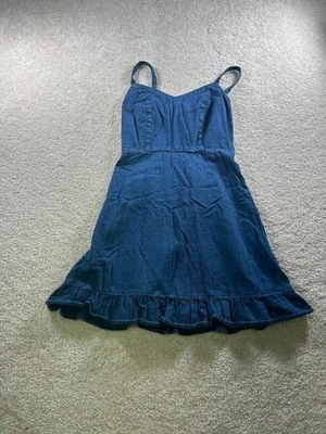 Vestido vaquero para mujer Old Navy XS con volantes dobladillo sin mangas de algodón Foto 1 de 4
