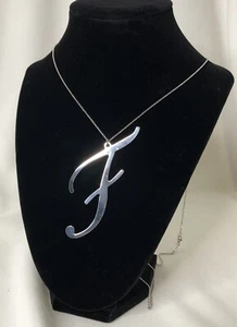 Beautiful UnoAerre 925 Silver F Pendant 34" Chain 3" Pendant - Picture 1 of 5