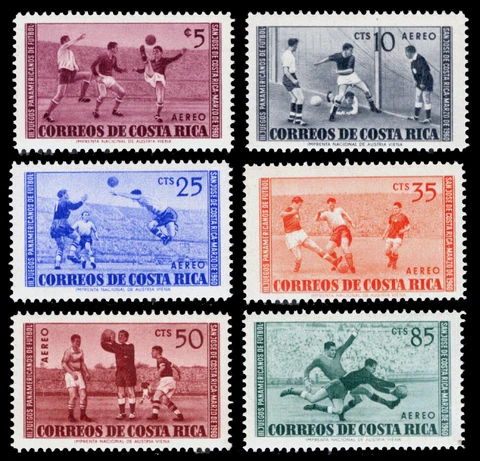 Costa Rica #C283 - 288 Mint NH Complete 1960 PanAm Soccer Games Cover