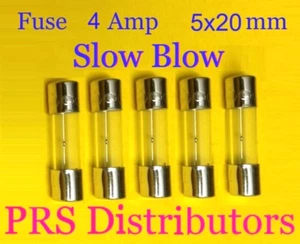 Fusible de vidrio de soplo lento Fuse 4A 250V 5X20 mm 4 amperios 250 voltios 5 piezas VENDEDOR DE EE. UU. - Imagen 1 de 3