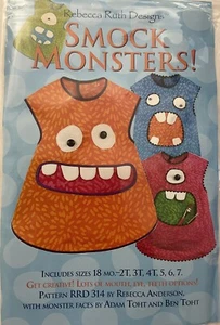SMOCK MONSTERS Patrón de Costura Delantal Niño Pintura Encubrimiento Tallas 18m - 7 años NUEVO Sin Cortar - Imagen 1 de 7