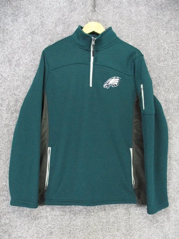 NFL Apparel Philadelphia Eagles 1/4 Zip Pullover Sweater Mens S Dark Green Cover
