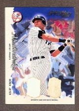 2003 Donruss Studio Masterstrokes #MS-7 Derek Jeter Dual Relic Base & Ball /50