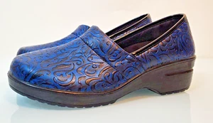 Easy Works by Easy Street Womens Black Blue Slip Resistant Work Shoe Clog SZ 10W - Picture 1 of 17
