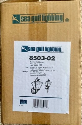 Outdoor Wall Lantern-Sea Gull Lighting Polished SolidBrass 8503-02 NIB - Image 1 of 4