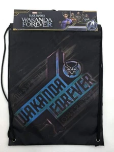 Marvel Black Panther Wakanda Forever Schwarz Kordelzug Gurt Sack Tasche Neu - Bild 1 von 4
