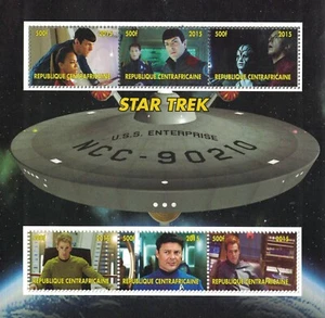 STAR TREK SPOCK STARSHIP ENTERPRISE 2015 MNH hoja de estampillas - Imagen 1 de 1