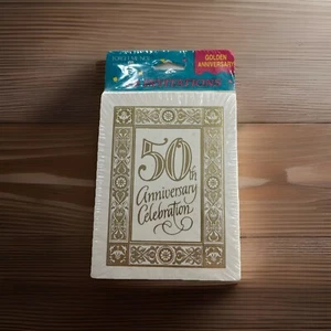Golden Wedding 50th Anniversary Invitations Party VTG 1990s Card Gold foil pack - Picture 1 of 24