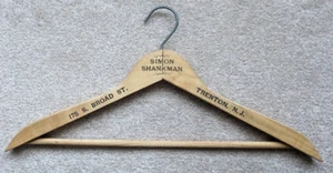 Vintage Simon Shankman Trenton New Jersey NJ Holz Kleiderbügel Werbung - Bild 1 von 5