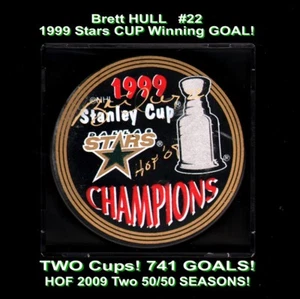 Dallas STARS Brett HULL #22 SIGNED In GOLD 1999 STANLEY Cup PUCK Holo COA RARE! - Picture 1 of 1