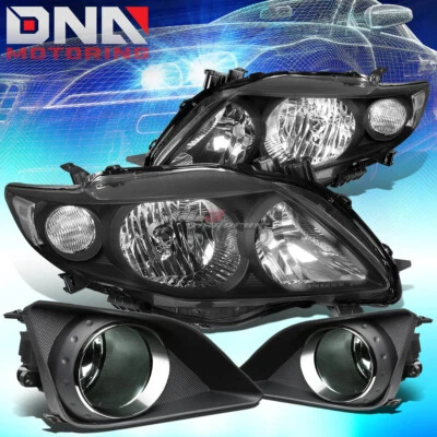 BLACK HOUSING HEADLIGHT+CLEAR SIGNAL+SMOKED FOG LIGHT FOR 09-10 TOYOTA COROLLA Foto 1 de 4