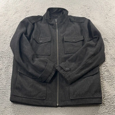 Gap Over Coat Mens XL Gray 4 Flap Pockets Barn Chore Full Zip Wool Blend Y2K - Image 1 of 4