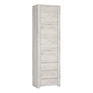 ANGEL TALL NARROW ONE DOOR 3 DRAWER CUPBOARD WARDROBE IN WHITE OAK - Picture 1 of 4