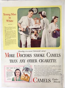 More Doctors Smoke Camels 1946 revista publicitaria impresión cigarrillo joven en blanco - Imagen 1 de 4
