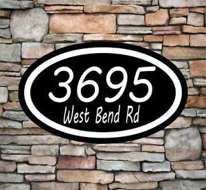 Letrero personalizado de dirección para el hogar aluminio 12"" x 7"" placa de número de casa personalizada ovalada - Imagen 1 de 7