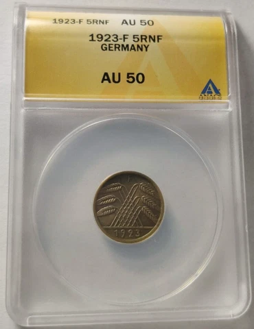 Germany 5Pf. 5 RentenPfennig 1923-F KM# 32 Deutsches Reich Coin Europe Weimar 3A Cover